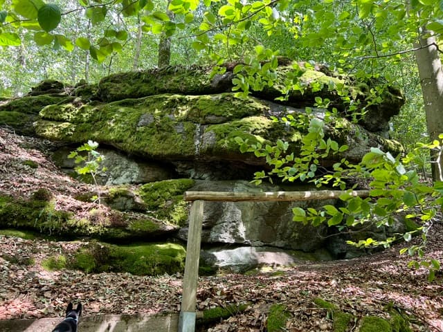 Bemooste Felsformation als Kraftort im Bayerischen Wald